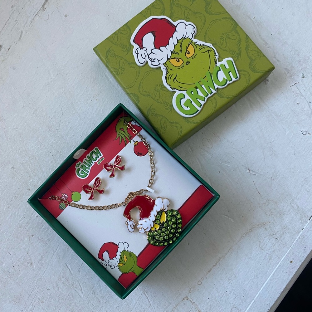 The Grinch Christmas Jewelry Set Necklace & Earrings
